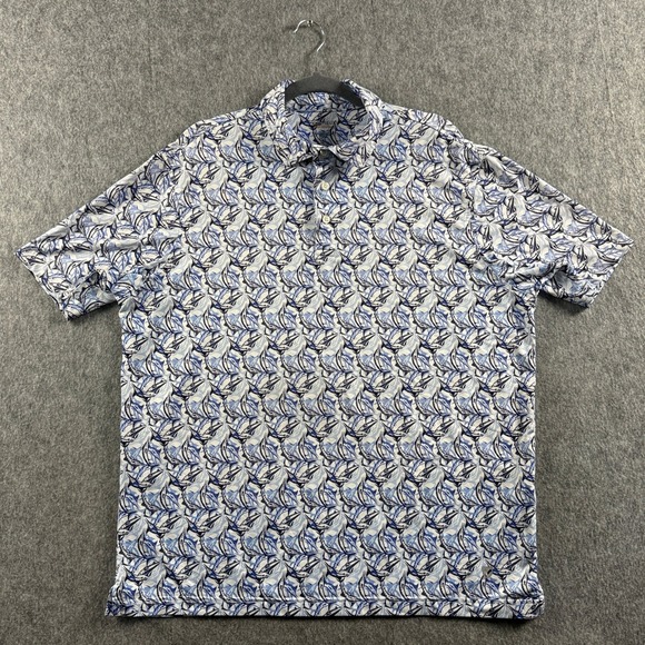 Cremieux Other - Cremieux Performance Men's L Blue White Marlin Fish Print Nautical Polo